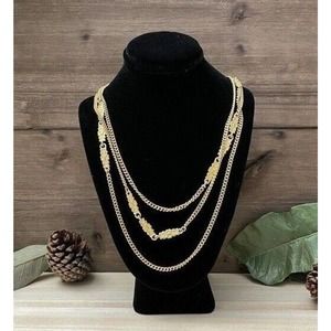 Vintage Monet Necklace - Opera Length 53" - Gold Tone Station Chain - Art Deco